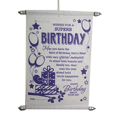 "Happy Birthday Wishes Scroll Message -4-005 - Click here to View more details about this Product